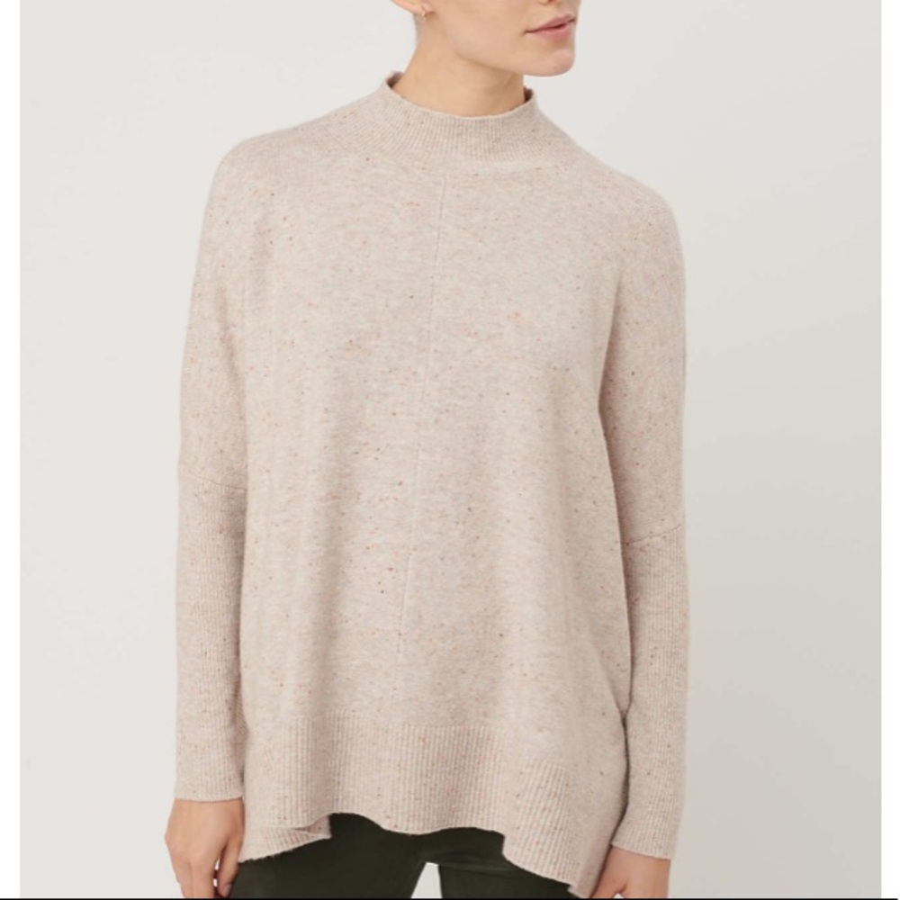 NWT LOFT Flecked Rib Trimmed Poncho Sweater